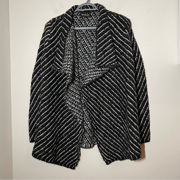 The Kooples Sport Diago Stripe Stitch Black White Open Cardigan size 1 - Picture 3 of 8